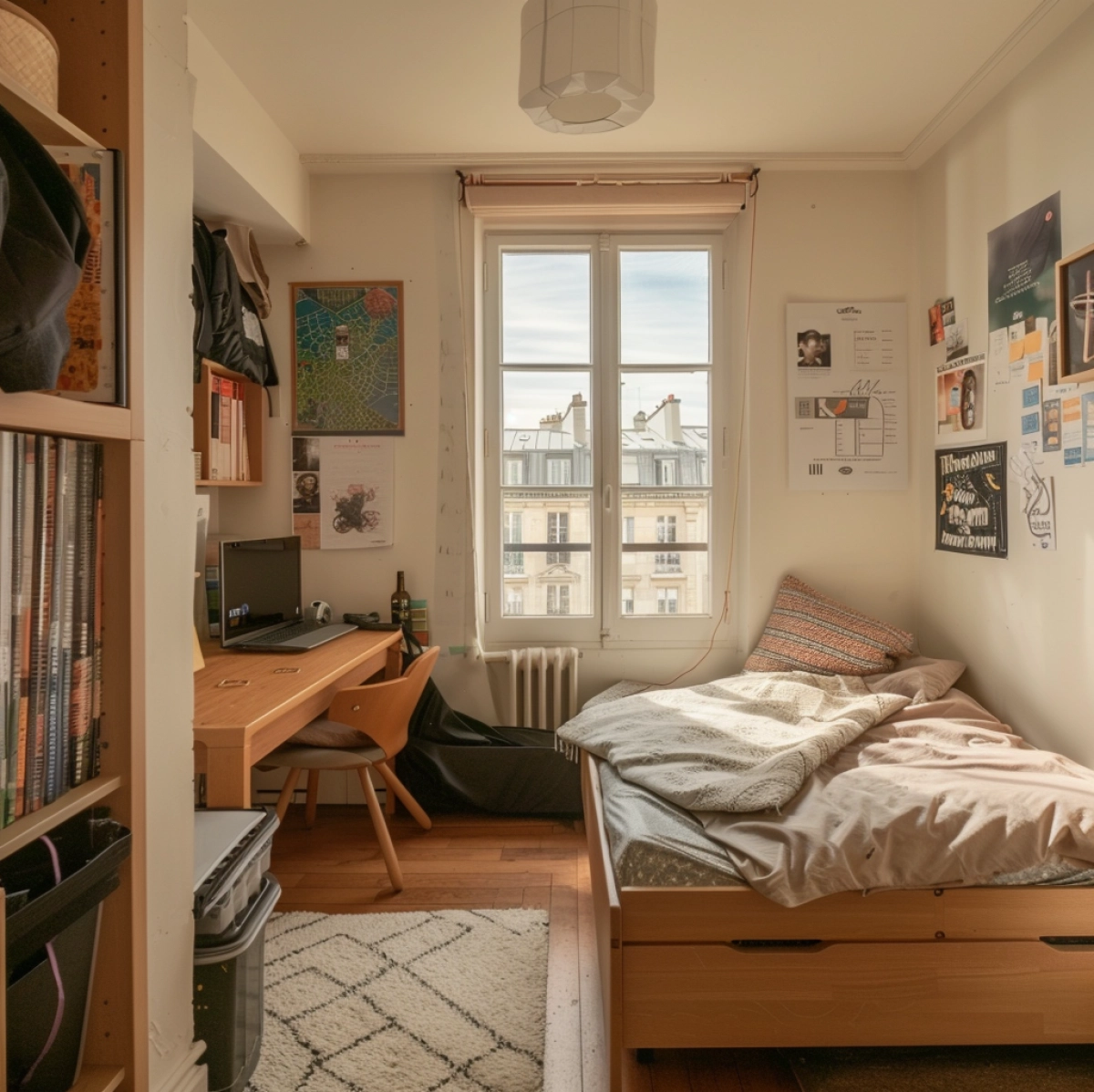 Chambre à louer Paris 10 avec bureau et rangements