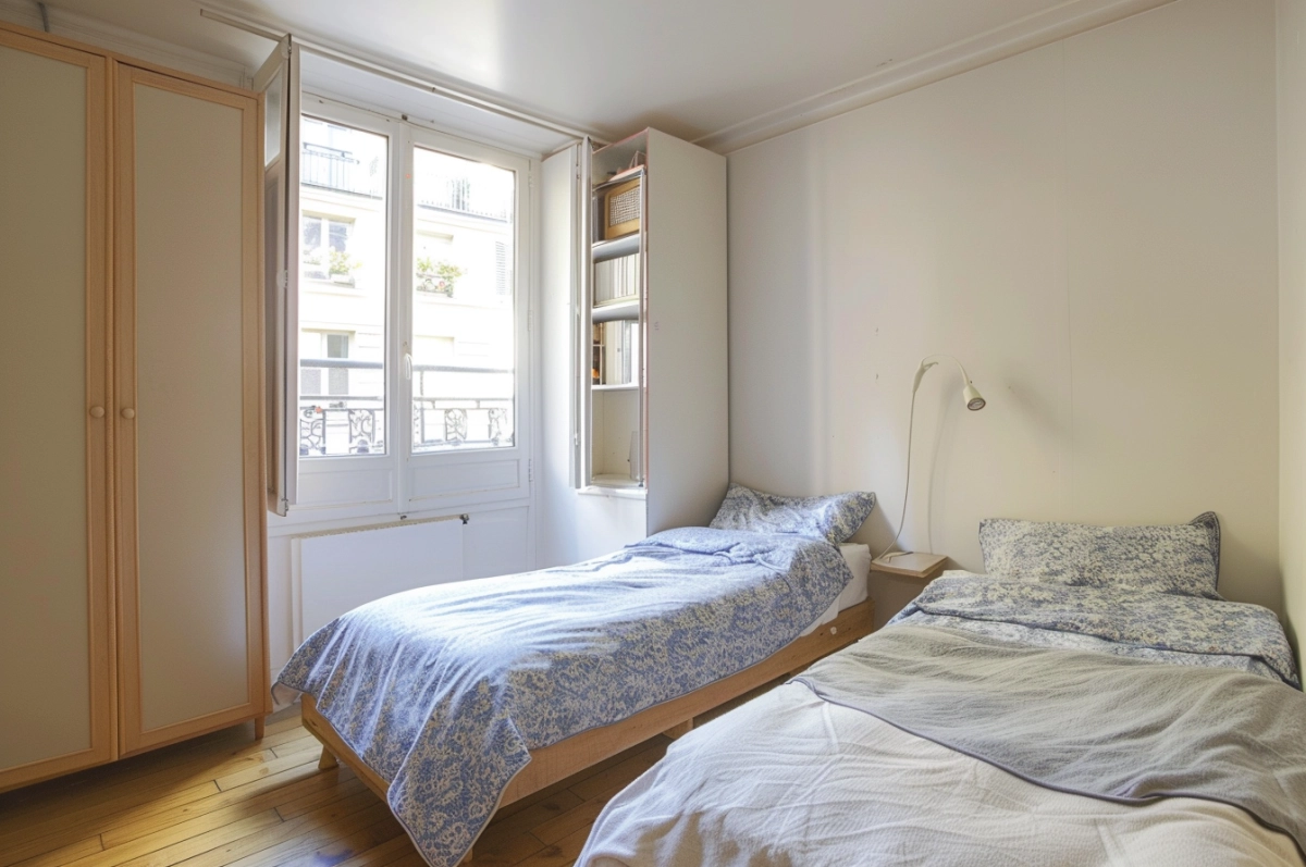 Lit simple en chambre partagée à Paris 13e