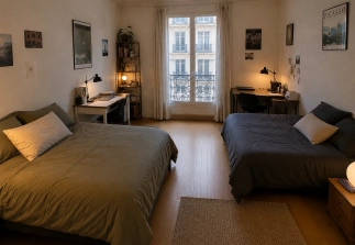 Lit à louer en chambre partagée – Paris 9e