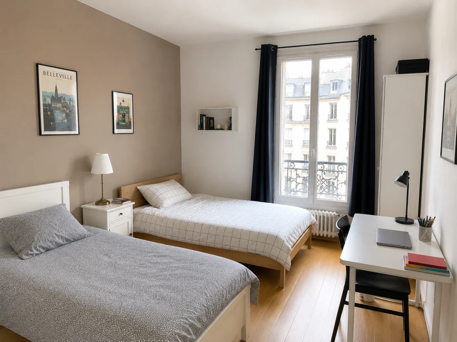 Lit à louer en chambre partagée | Paris 20e