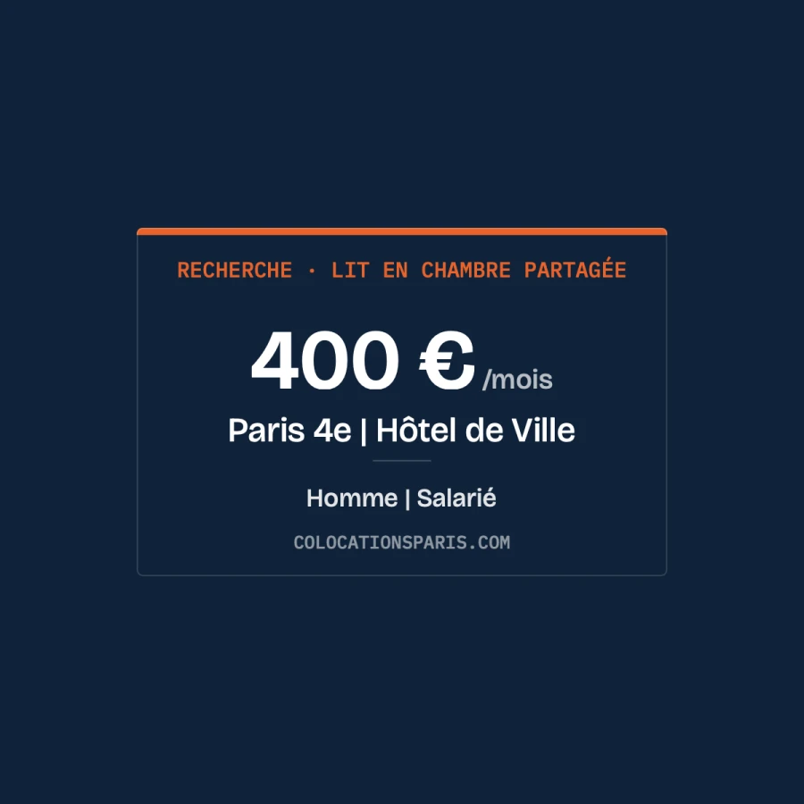 Looking for a bed in a shared room – Paris 4th arrondissement