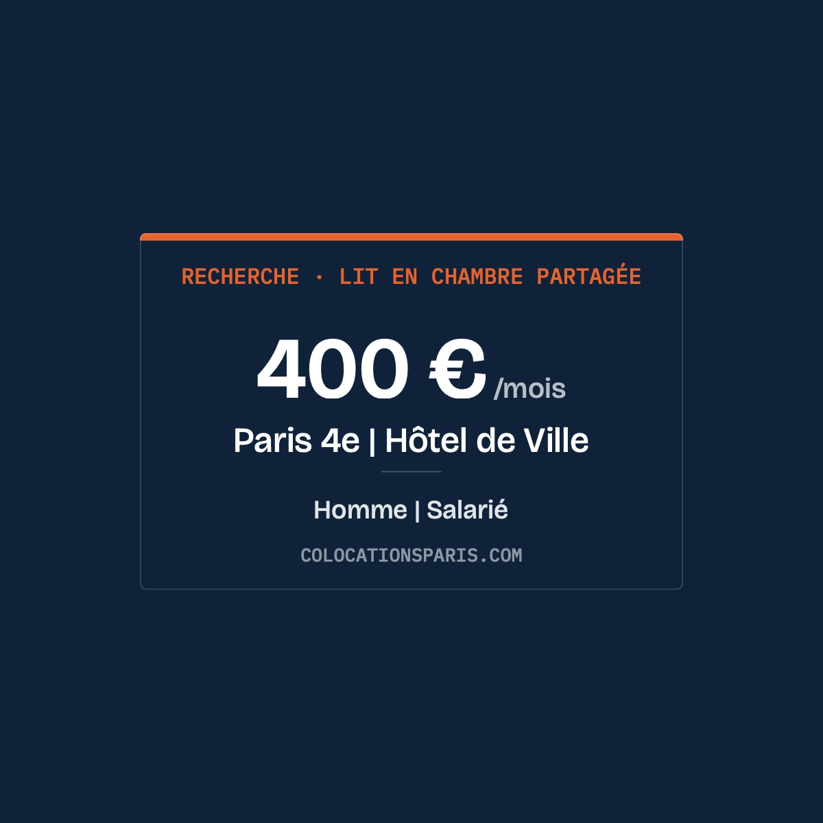 Recherche lit chambre partagée – Paris 4e