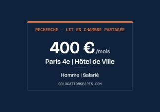 Recherche lit chambre partagée – Paris 4e