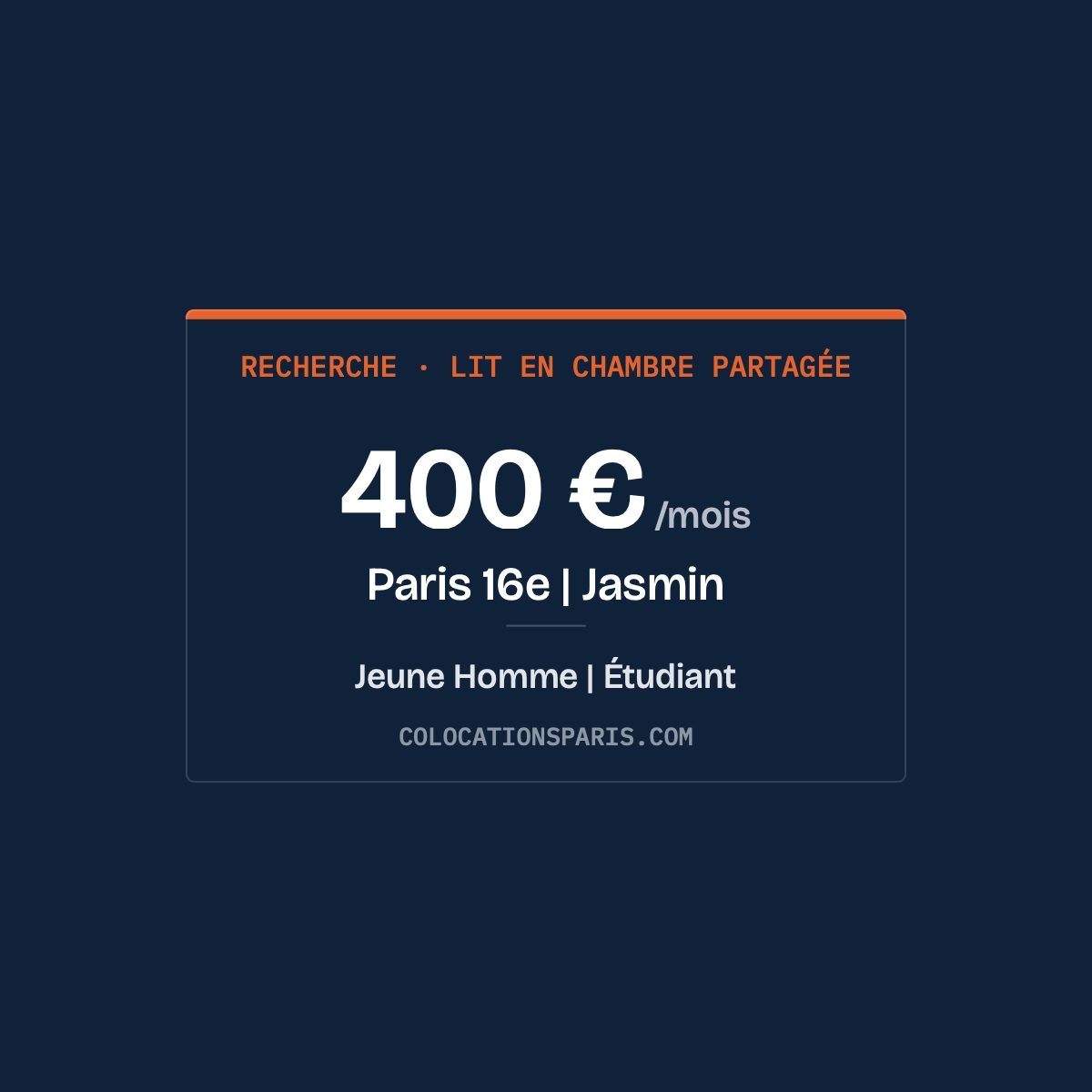 Recherche lit dans chambre partagée | paris16e