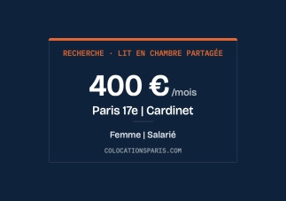 Recherche lit chambre partagée filles | Paris 17e