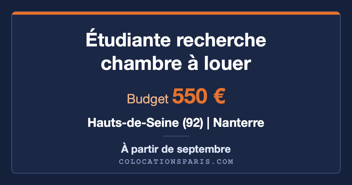 Cherche un chambre dans le 92