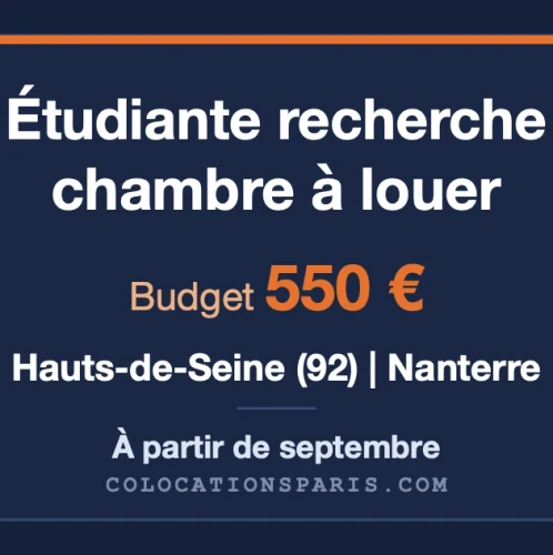Cherche un chambre dans le 92