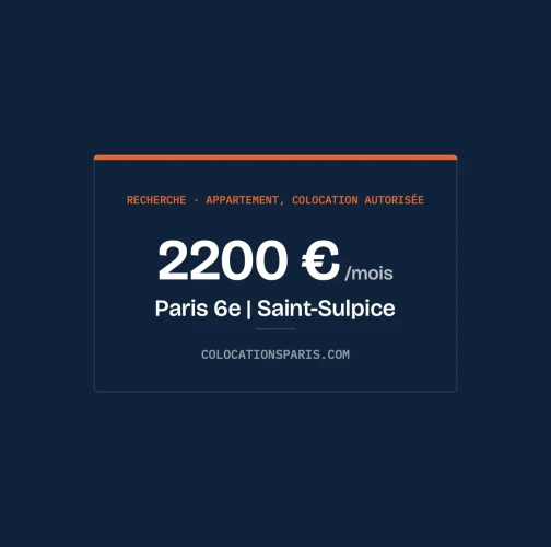 Recherche T3 deux chambres |Paris 6 Saint‑Sulpice 