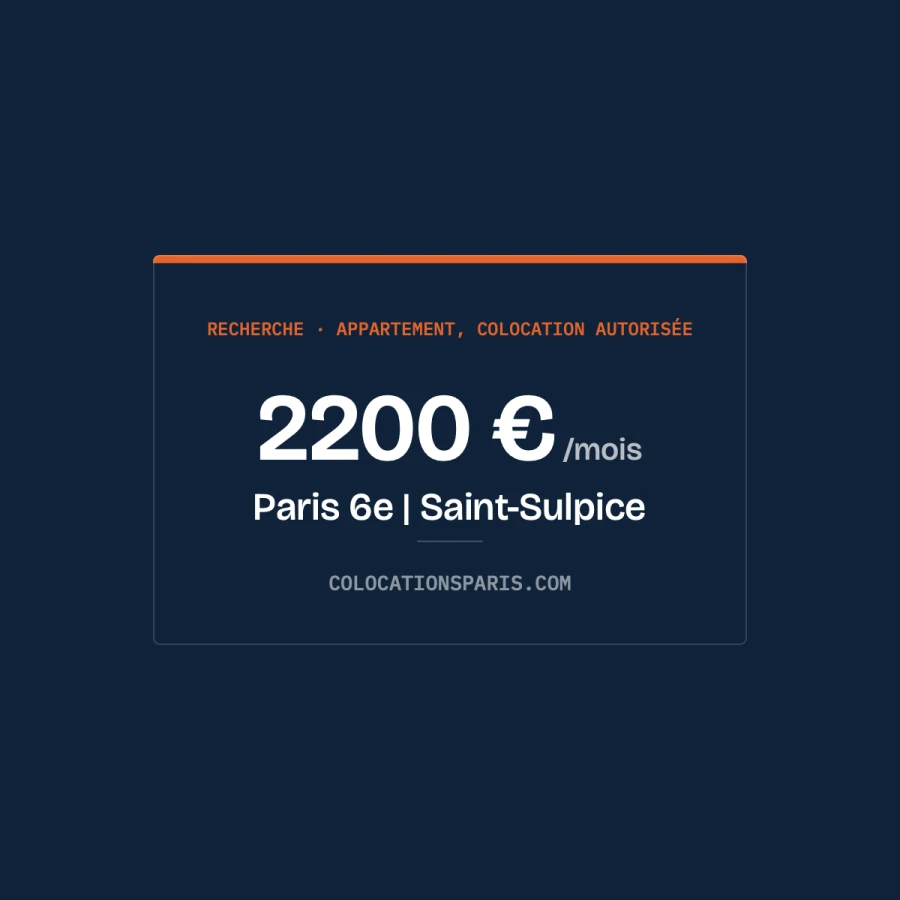 Recherche T3 deux chambres |Paris 6 Saint‑Sulpice 