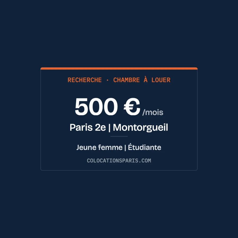 Recherche d’une chambre en colocation | Paris 2ᵉ 