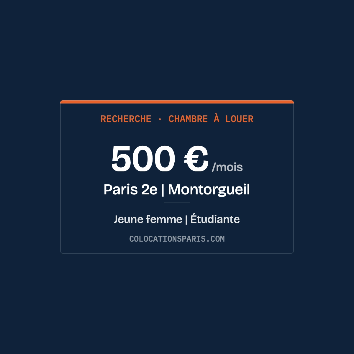 Recherche d’une chambre en colocation | Paris 2ᵉ 