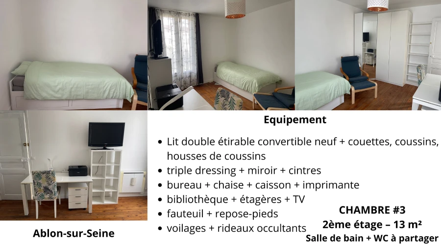Colocation meublée – UNE CHAMBRE 13M2 A 570€ 