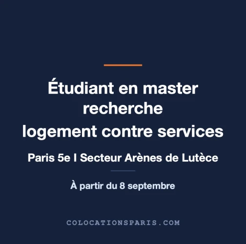 Etudiant cherchant logement contre service 