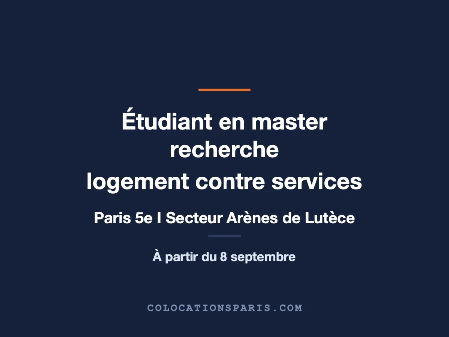 Etudiant cherchant logement contre service 
