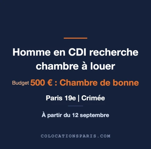 Recherche chambre dans le 19ᵉ – CDI
