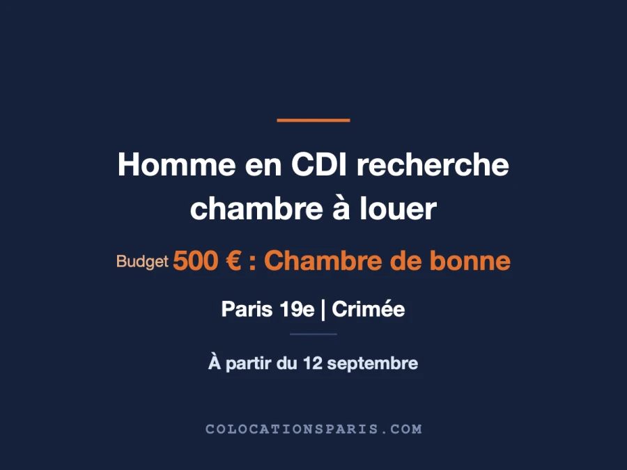 Recherche chambre dans le 19ᵉ – CDI