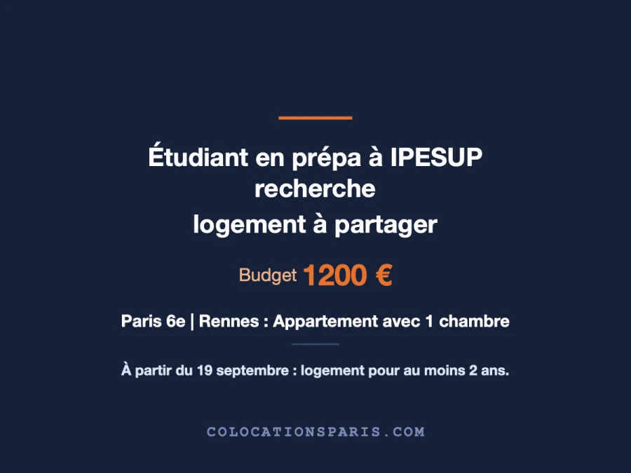 Etudiant en prépa pour logement proche Métro Renne