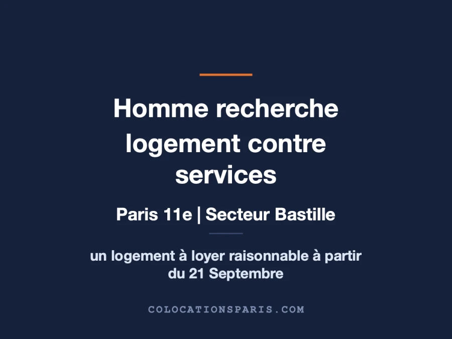 Recherche logement contre services Paris