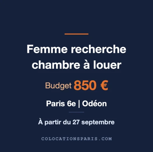 Search for room/colocation (75) Paris budget €850