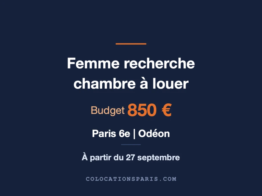 Search for room/colocation (75) Paris budget €850
