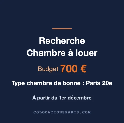 Cherche chambre longue durée Paris.